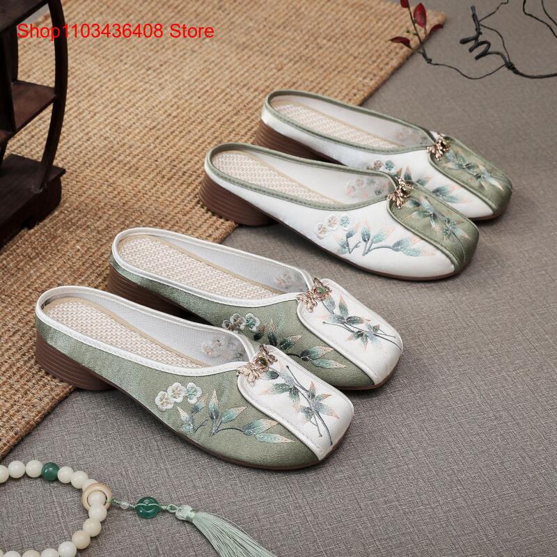 The Ethnic Fashion - Nieuwe geborduurde pantoffels voor thuis, platte