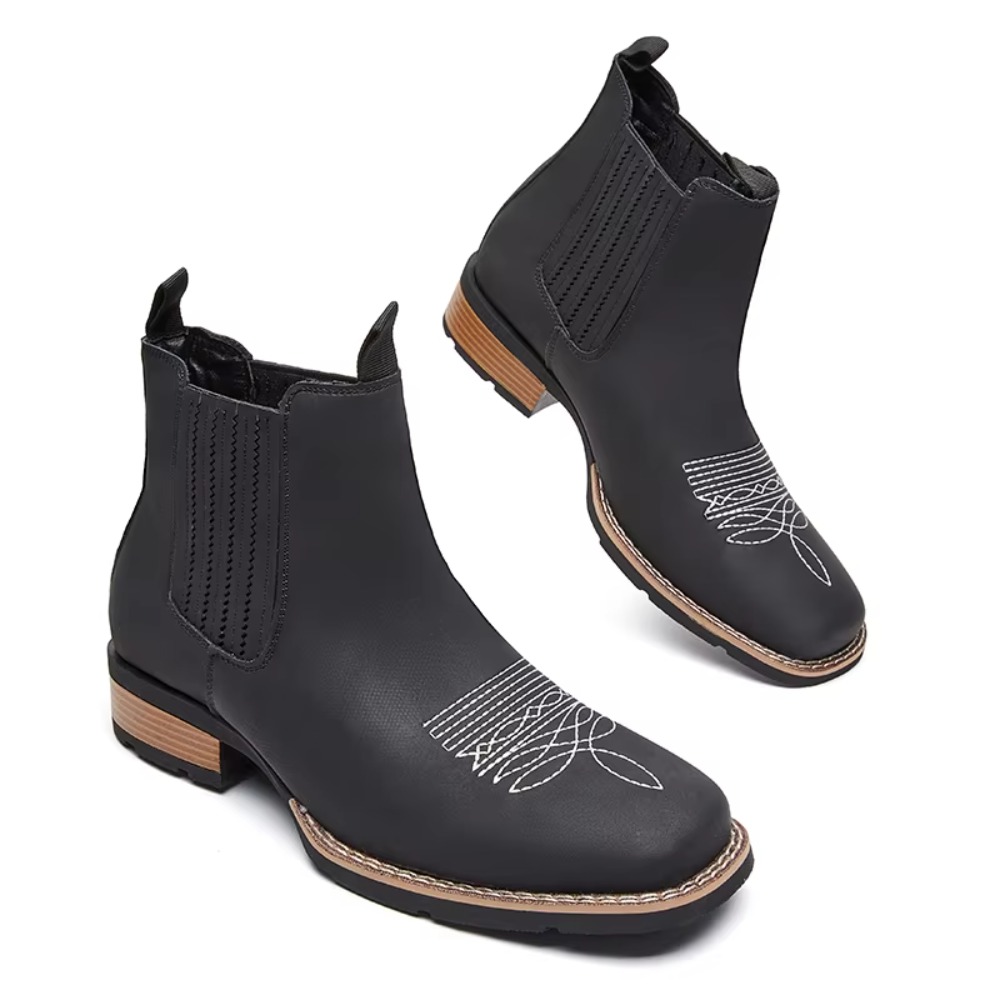The Ethnic Fashion - Heren cowboyboots met brede neus, instapmodel,