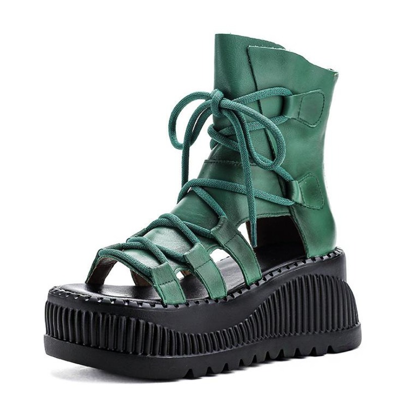 Ethnic Fashion For Women - 8CM Etnische Koe Lederen Enkellaarsjes Vrouwen