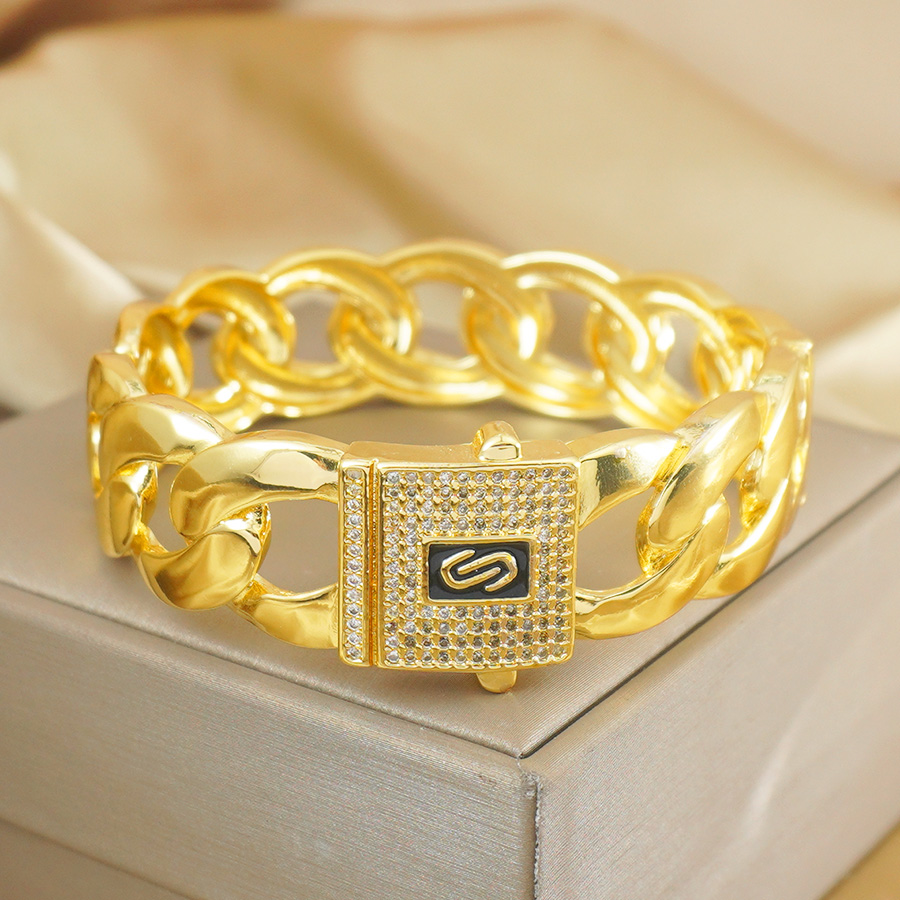 Ethnic Fashion Dubai - Cuba Chain neutrale modearmband, 24K vergulde