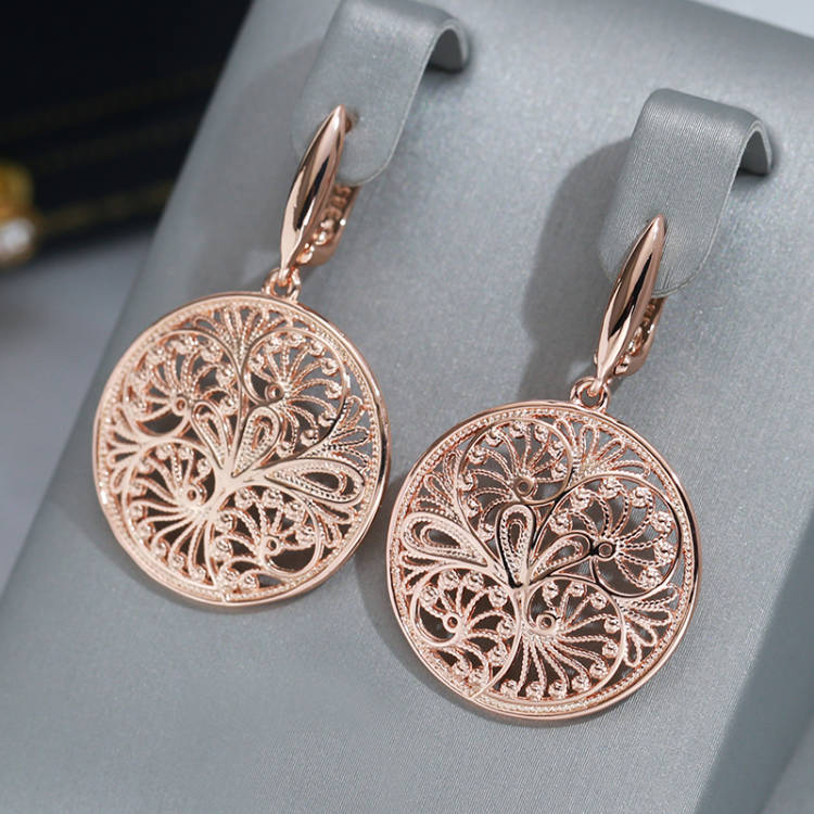 Ethnic Fashion Dubai - Wbmqda Holle Metalen Bloem Lange Oorbellen