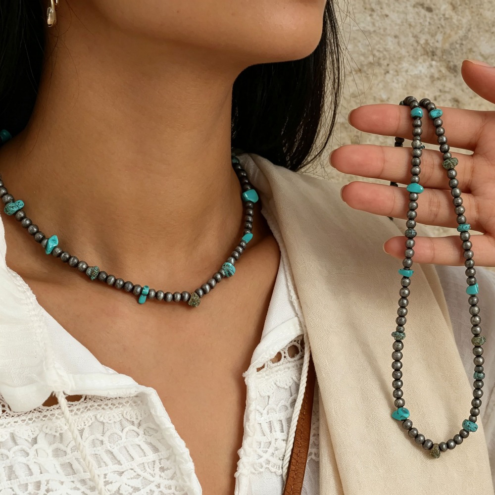 Ethnic Wear Men'S Fashion - Heren Boheemse Etnische Geknoopte Ketting Natuurstenen
