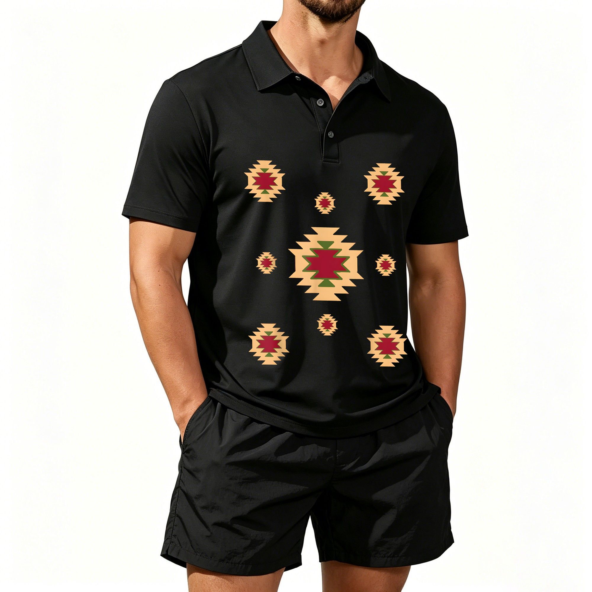 Ethnic Wear - Set poloshirts met korte mouwen voor