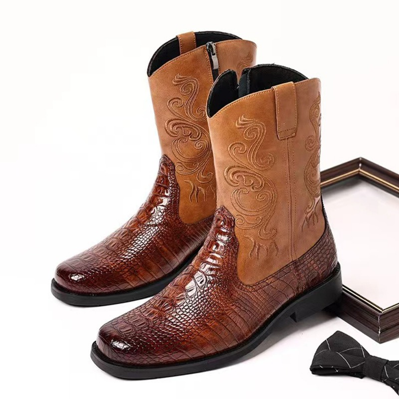 The Ethnic Fashion - Modieuze reliëf casual westerse cowboylaarzen voor